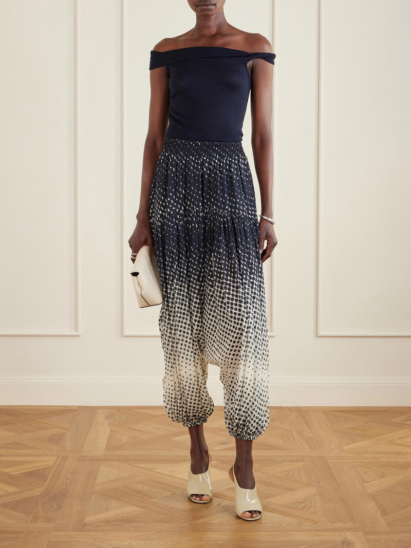 CHRISTOPHER JOHN ROGERS Halftone Polka-dot Chiffon Tapered Pants outlook