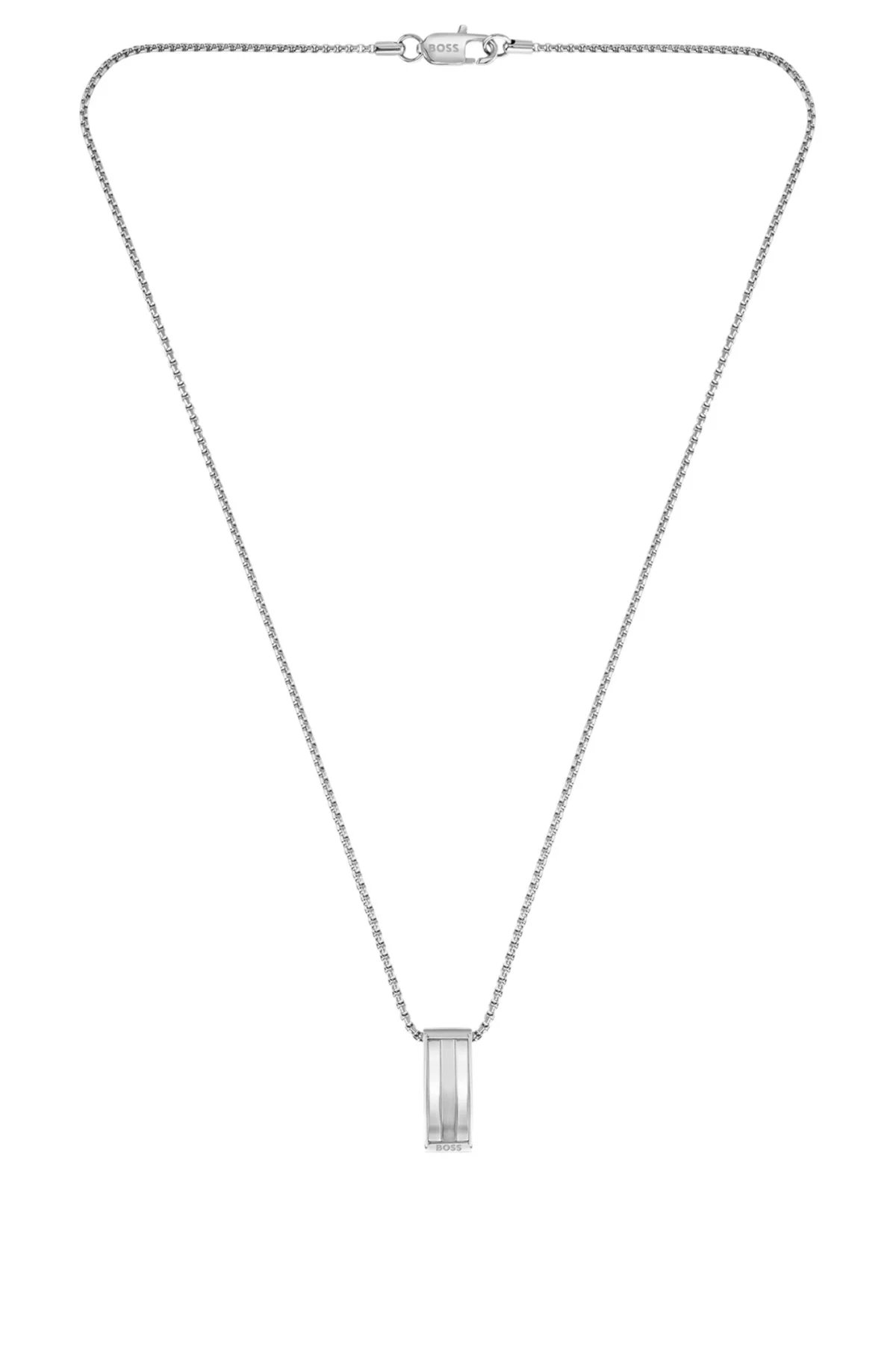 SILVER-TONE NECKLACE WITH STRIPE-EFFECT PENDANT - 1