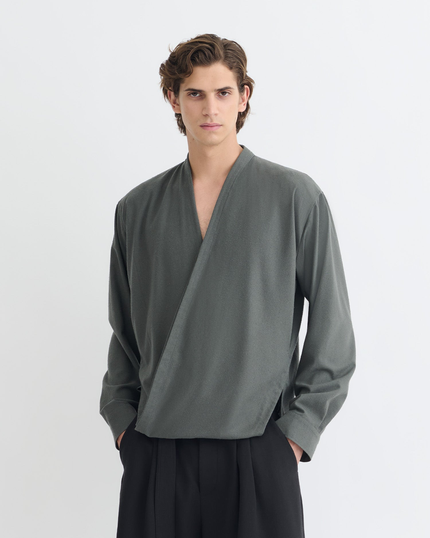 Raw Silk Wrap Shirt - 2