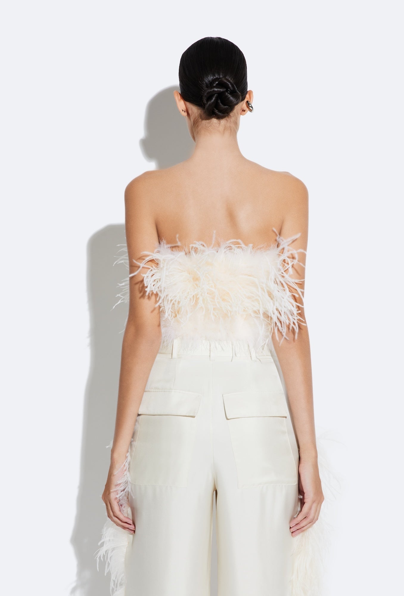 Compact Viscose Tube Top With Feathers - 3
