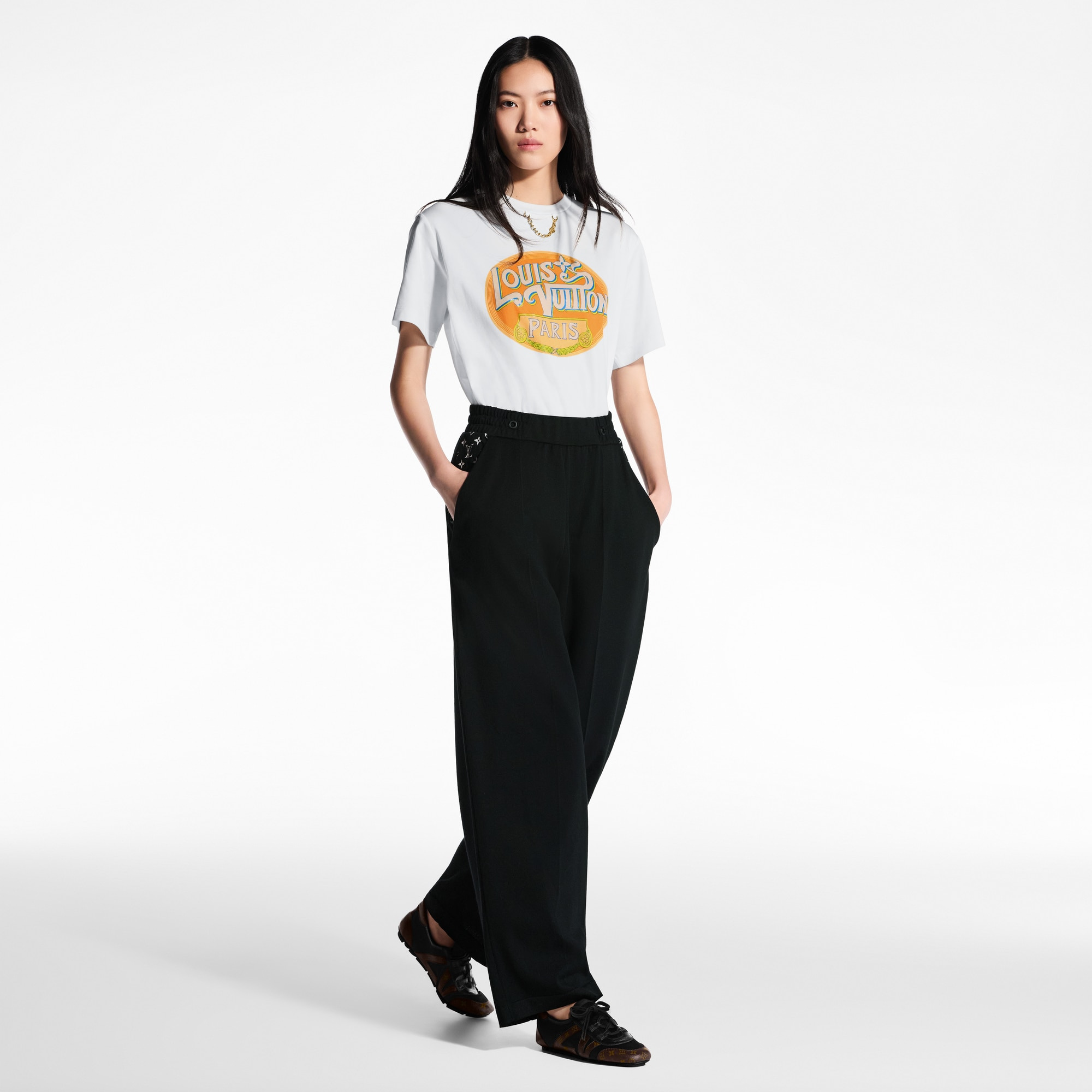 Monogram Accent Wide-Leg Jogging Pants - 4