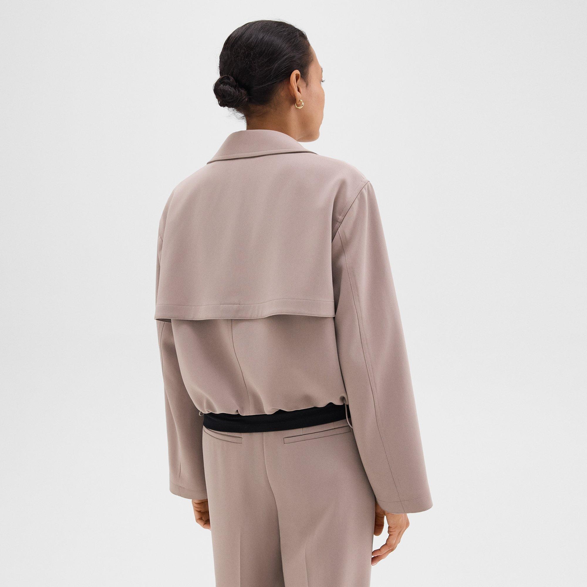 Double-Breasted Crop Trench in Admiral Crepe - 4