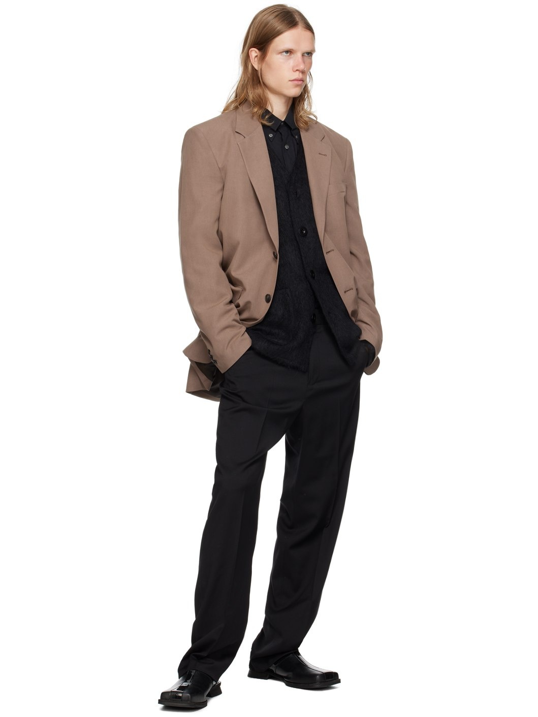 Black Shag Knit Cardigan - 4