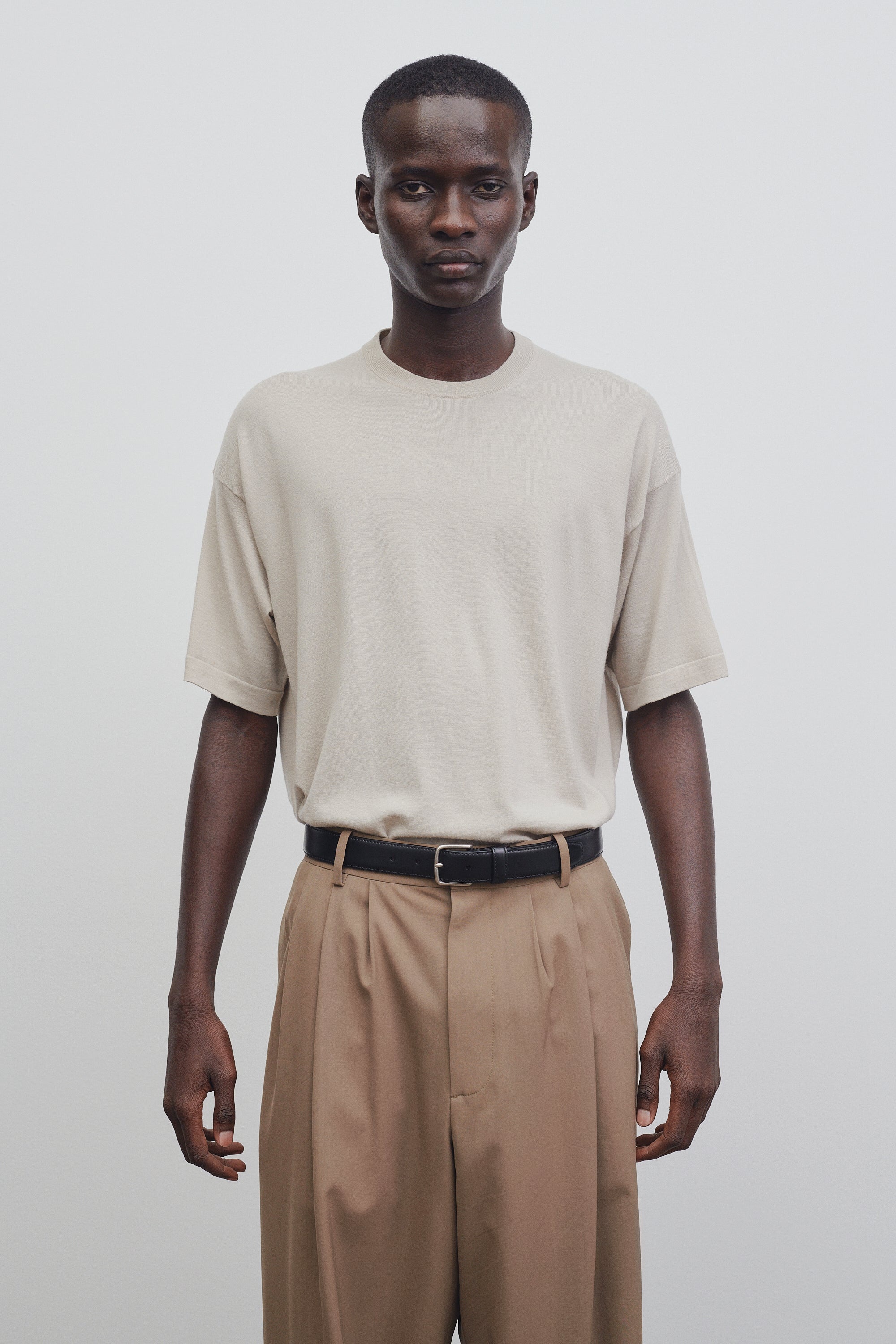 シャツ [The Row] Dlomu T-Shirt in Wool Dlomu T-Shirt Blue in Wool – The Row