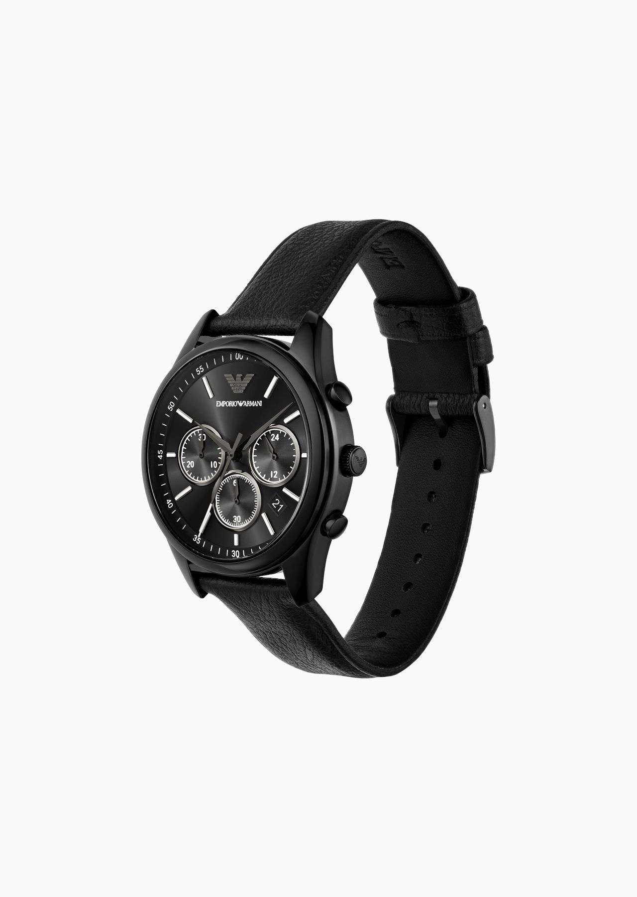 Chronograph Black Leather Watch - 2