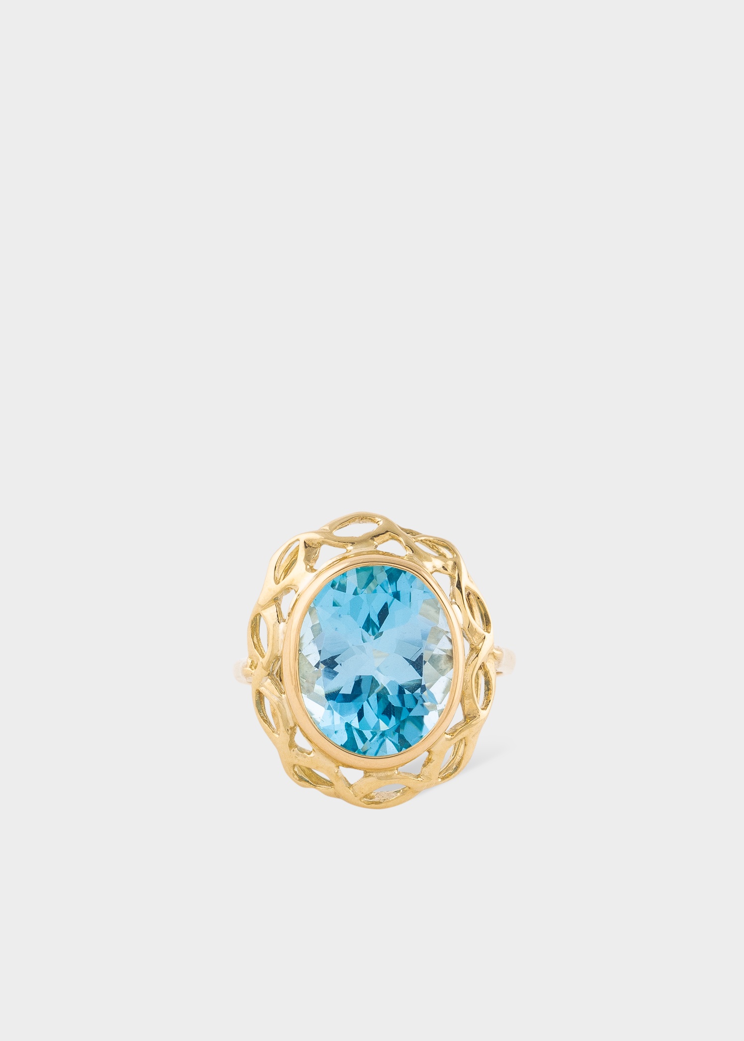 'Enormous Sky Blue Topaz' Gold Cocktail Ring - 1