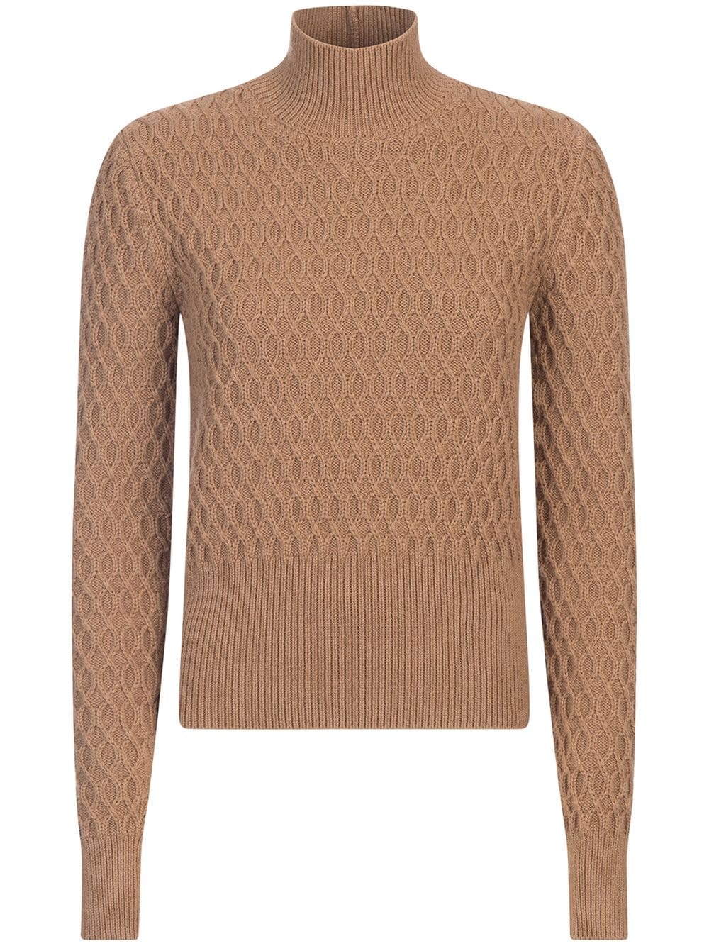 rhombus-stitch roll-neck jumper - 1