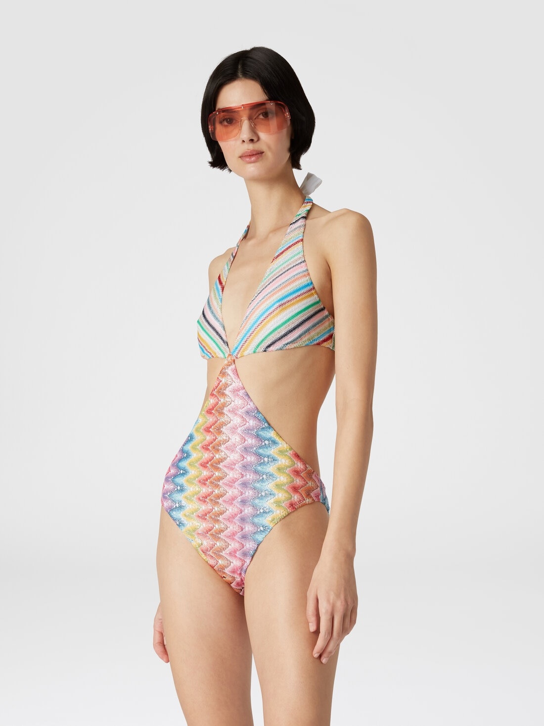 Patchwork one-piece swimsuit with cut-out details - 2