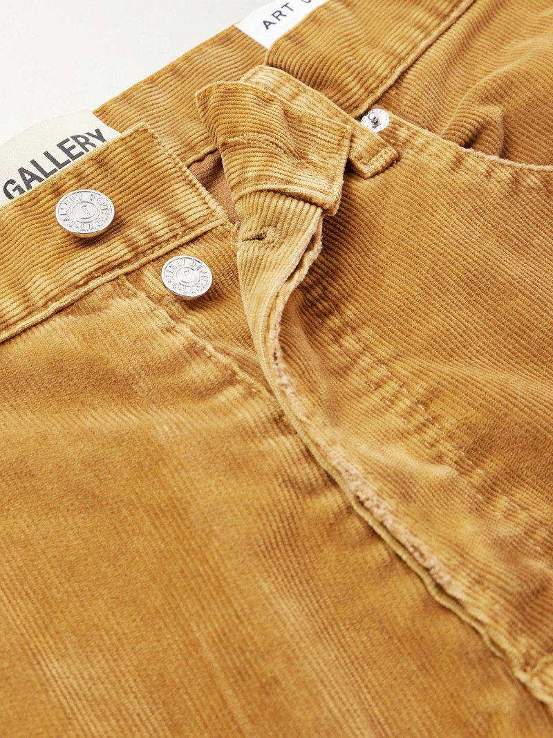 Flared Distressed Cotton-Corduroy and Canvas Trousers 3