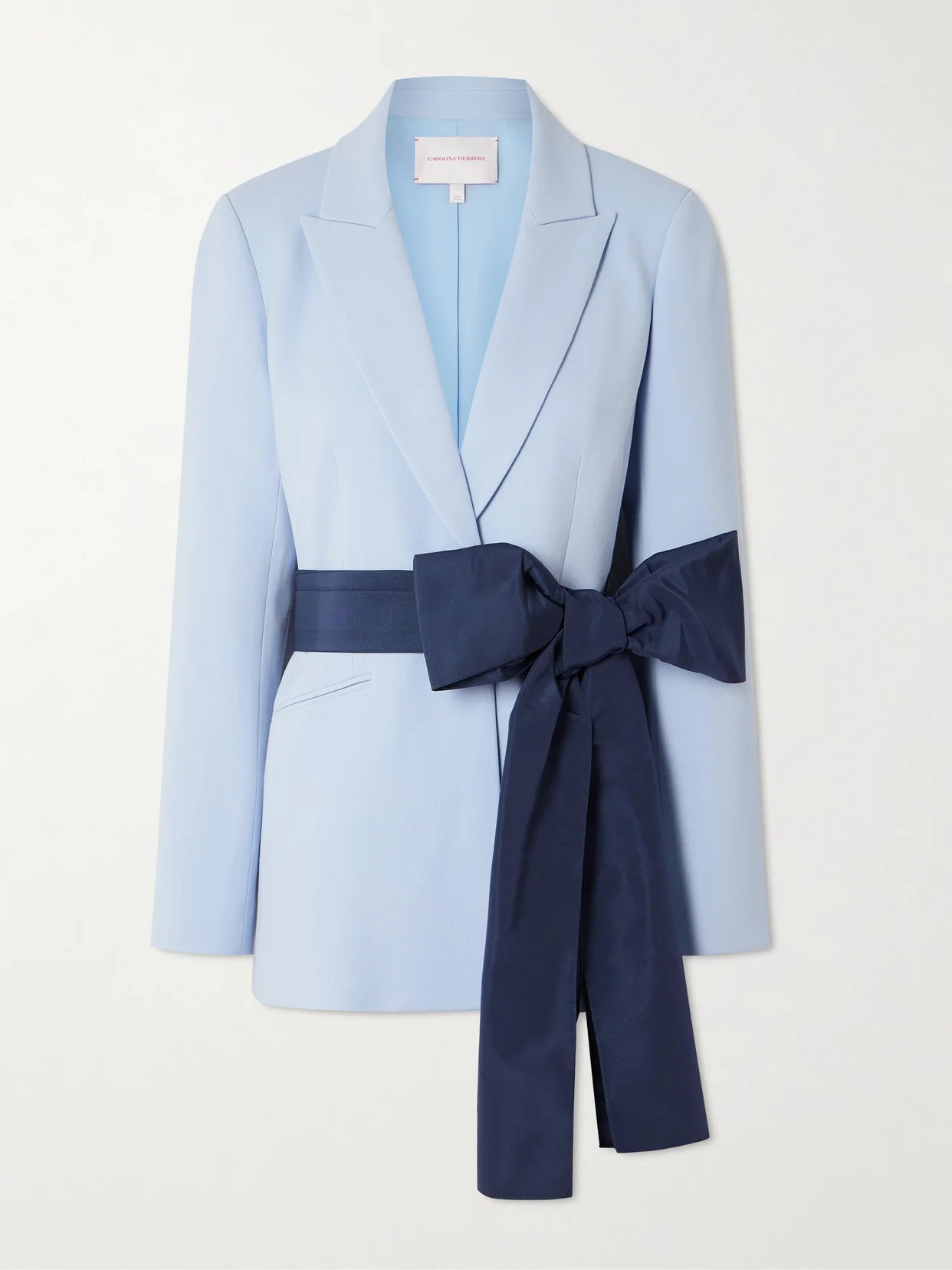 Belted Wool-blend Crepe Blazer - 1