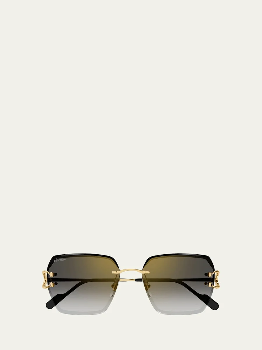 Rimless Metal Butterfly Sunglasses - 1