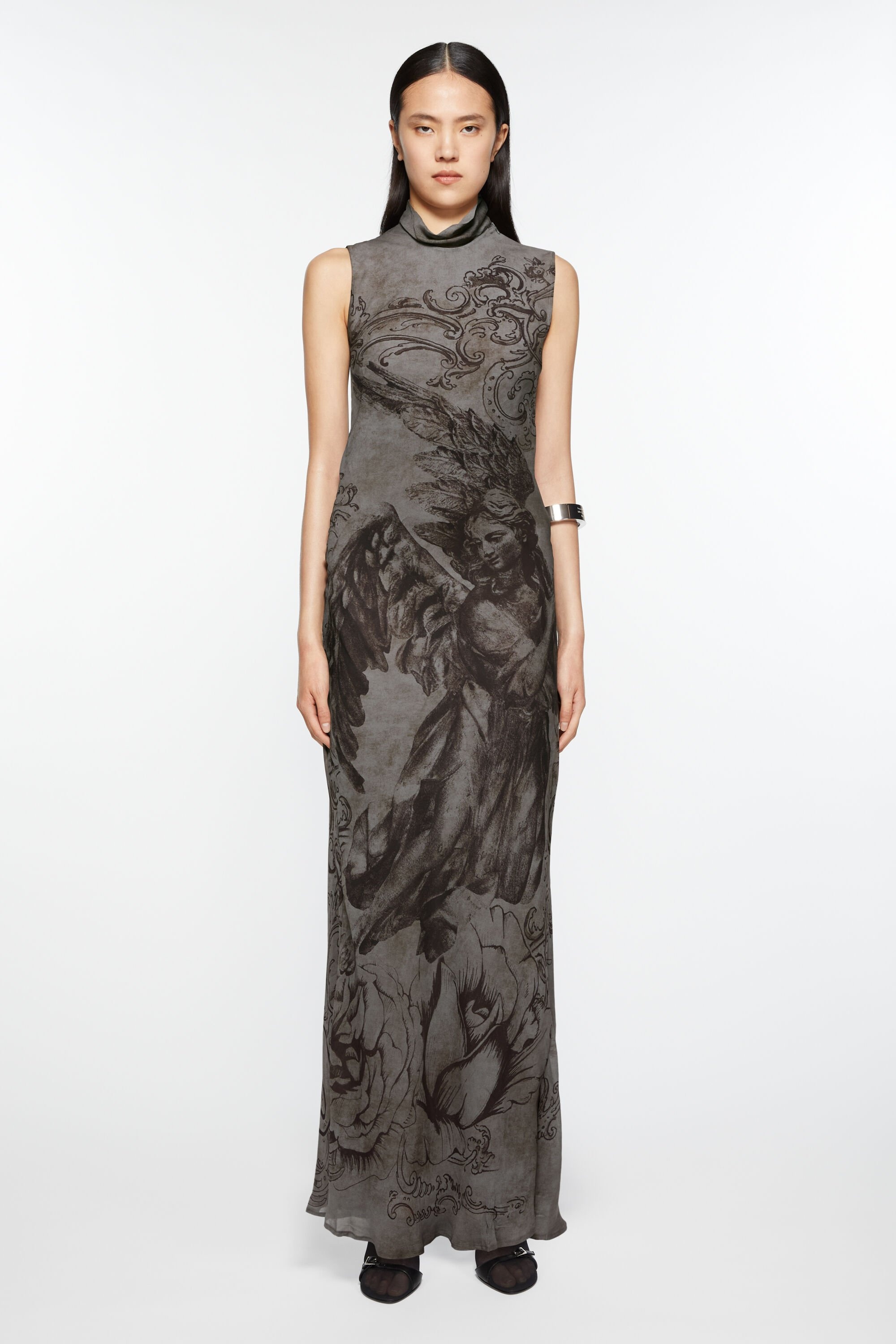 Acne Studios Printed mesh dress - Mud grey | REVERSIBLE