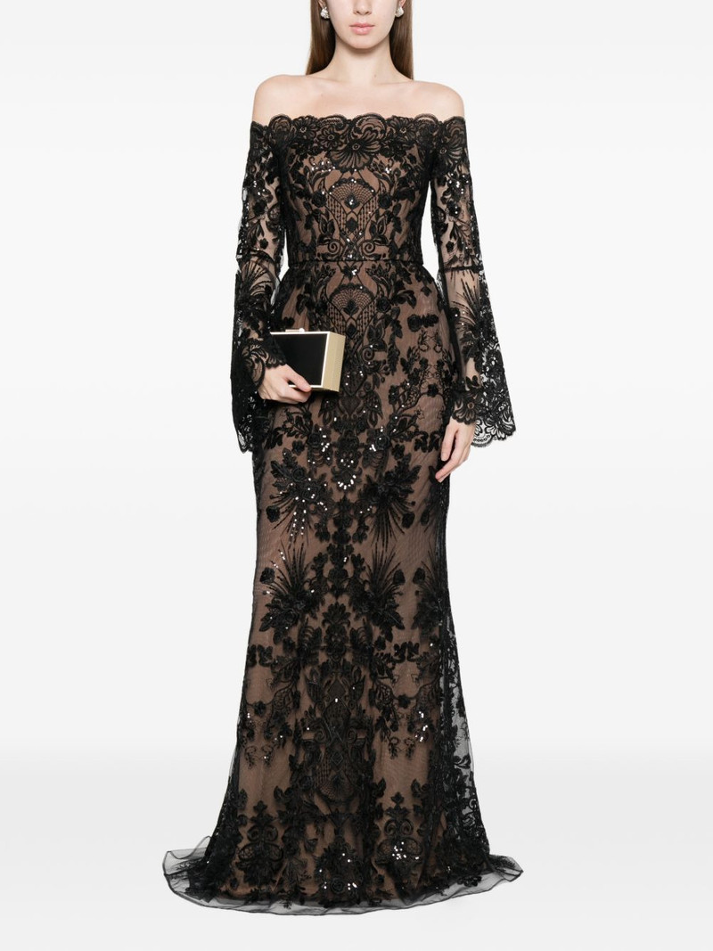 ELIE SAAB lace-detail flared maxi dress outlook
