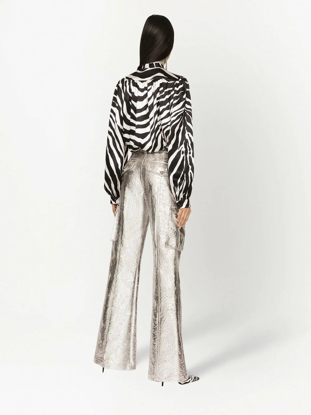 zebra print pussy-bow collar shirt - 4