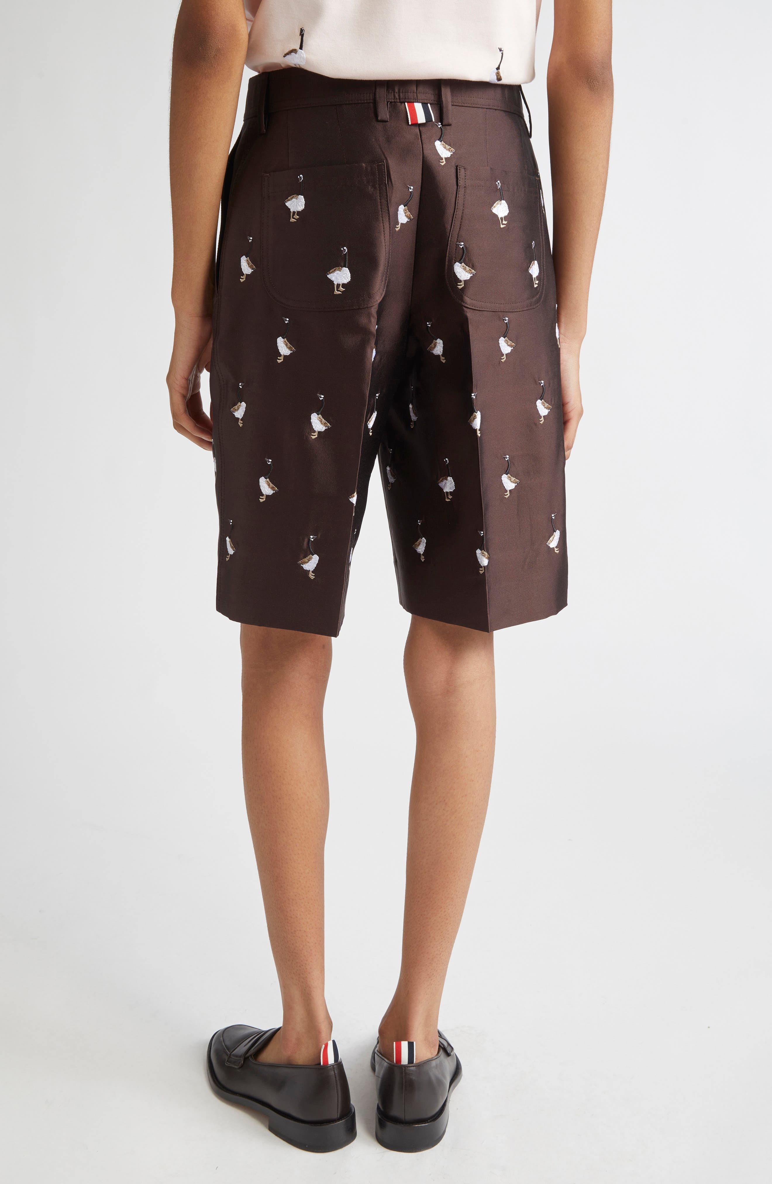 Thom Browne Geese Embroidered Twill Wide Leg Shorts at Nordstrom - 3
