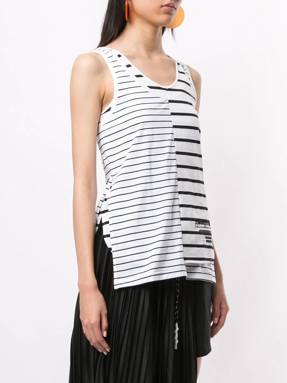 asymmetric striped vest - 3