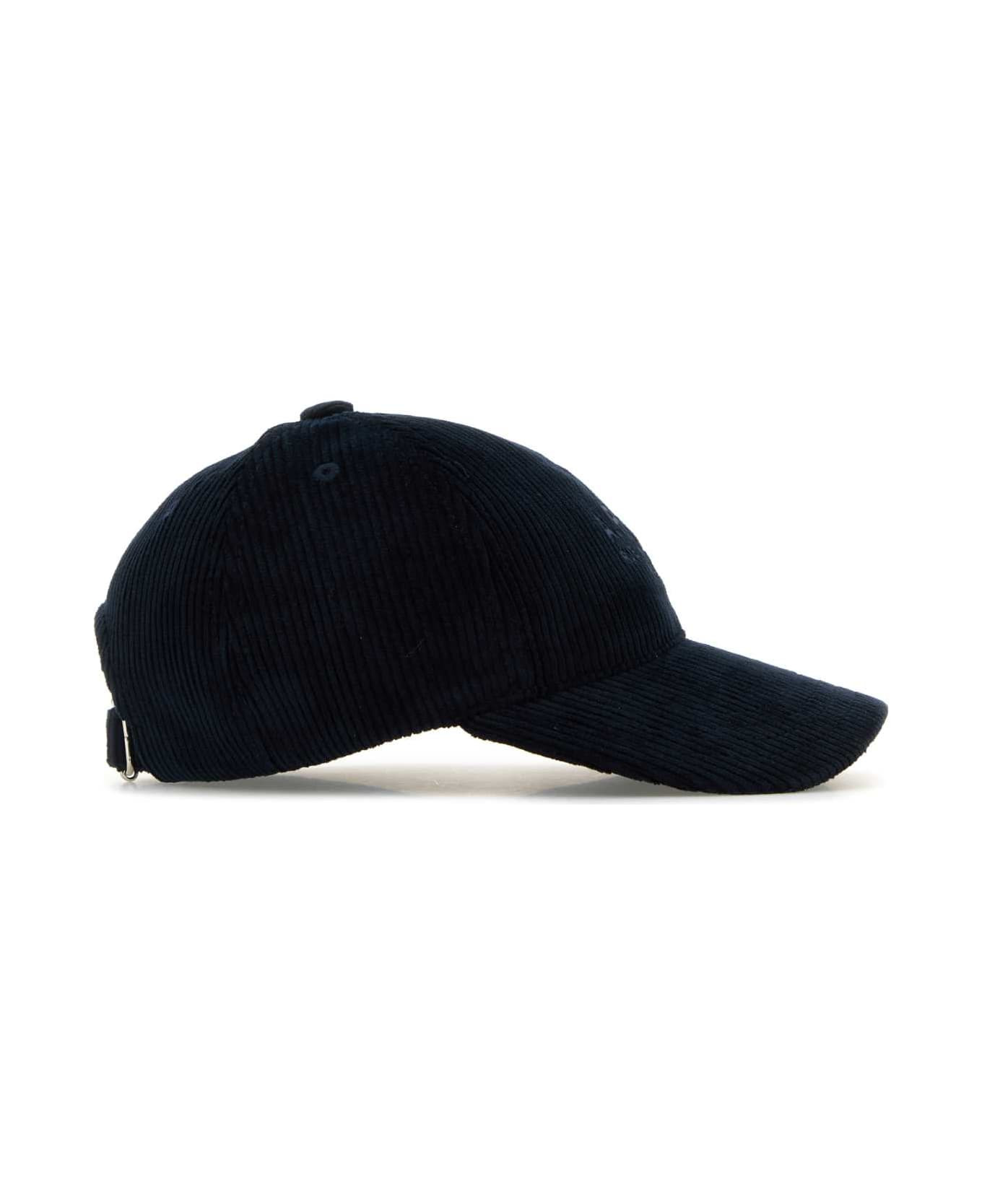 Navy Blue Corduroy Baseball Hat - 2
