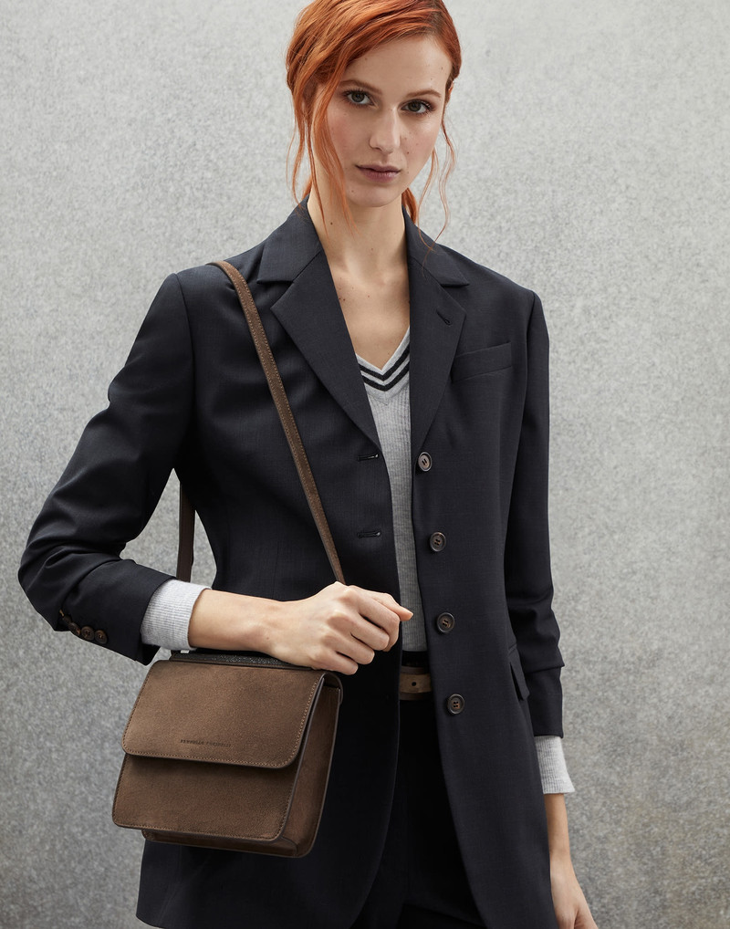 Suede bag with precious insert 4