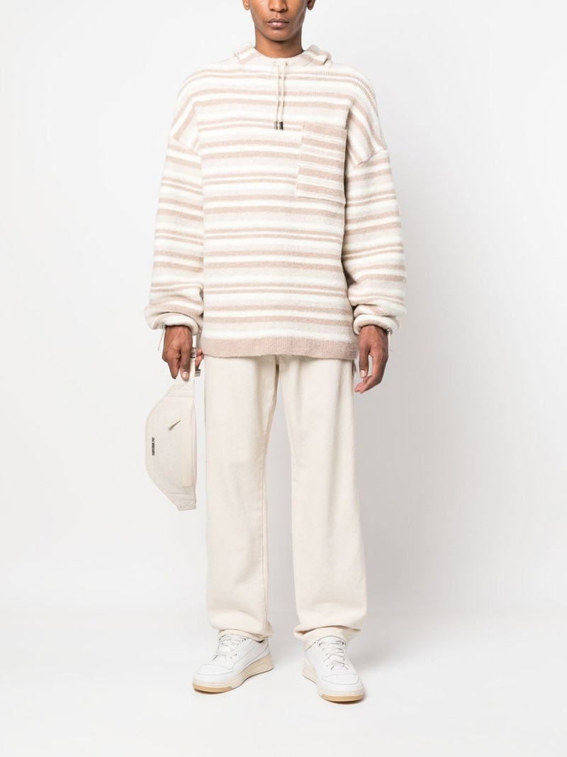 JACQUEMUS striped-pattern oversized knitted hoodie outlook