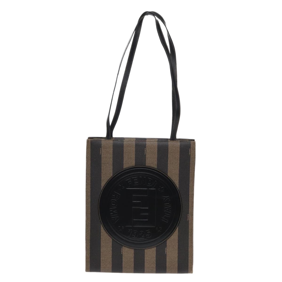 FENDI Pecan Canvas Tote Bag Brown Black Gold - 2