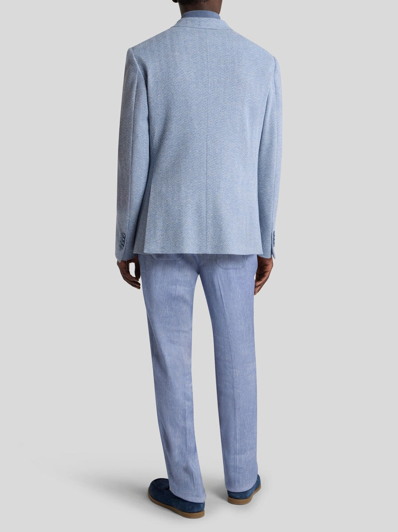 SINGLE-BREASTED COTTON AND LINEN JERSEY JACKET WITH CHEVRON MOTIF 4