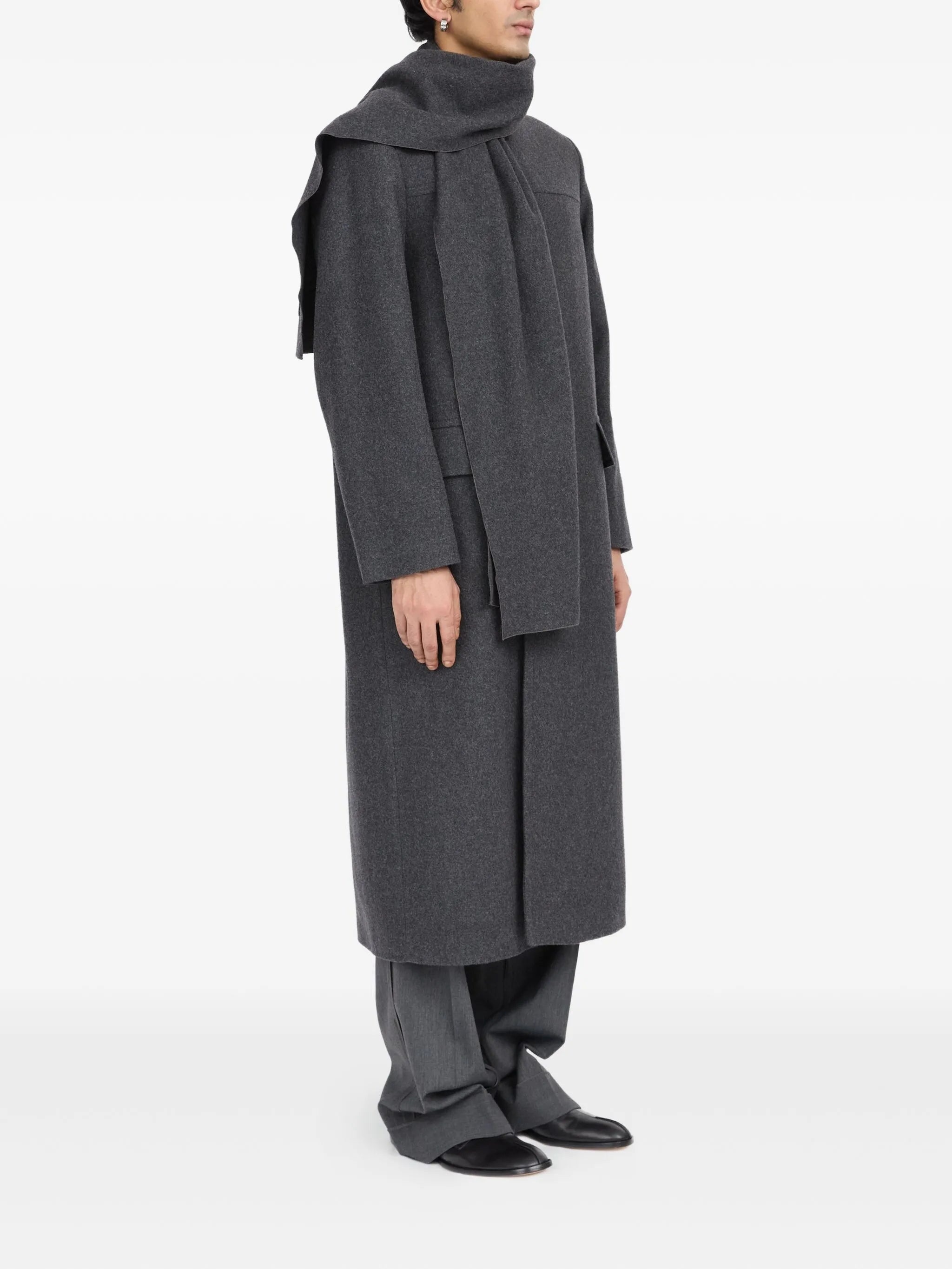 Mm6 Maison Margiela Scarf-detail Longline Coat - 5