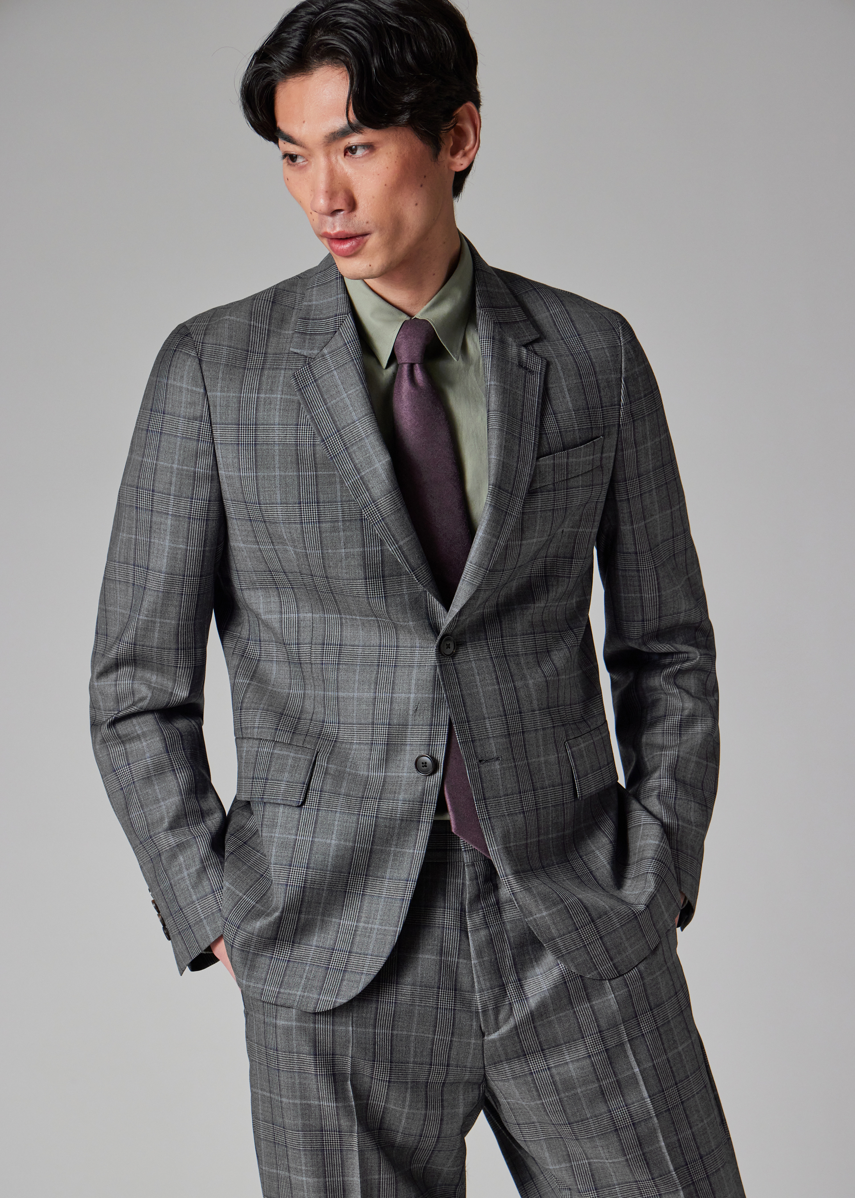 Grey Wool Check Suit - 16
