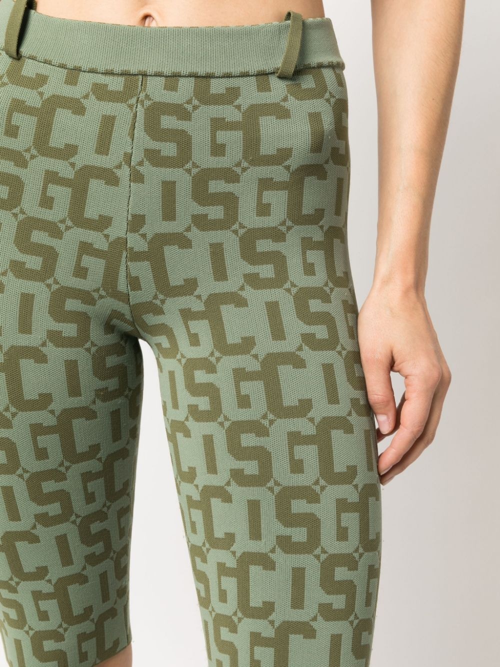 two-tone monogram-jacquard cropped leggings - 5