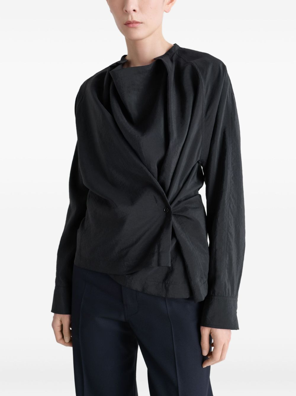 pleated raglan-sleeve shirt - 3