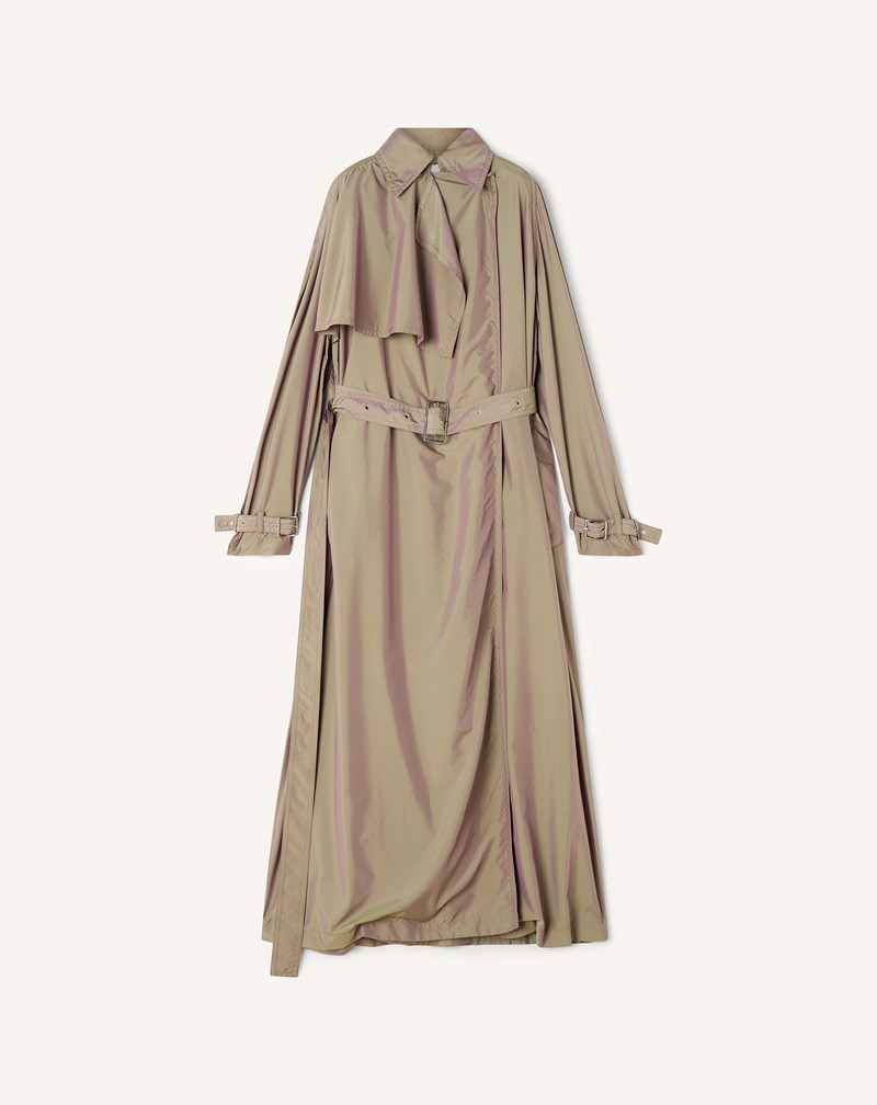 BLACK FLOWING TAFFETA TRENCH COAT 1
