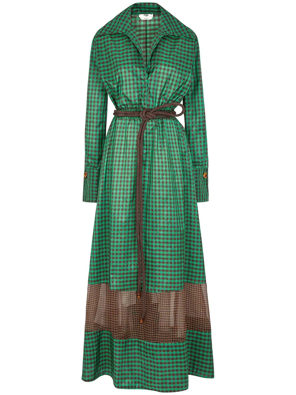 vichy pattern long dress - 1