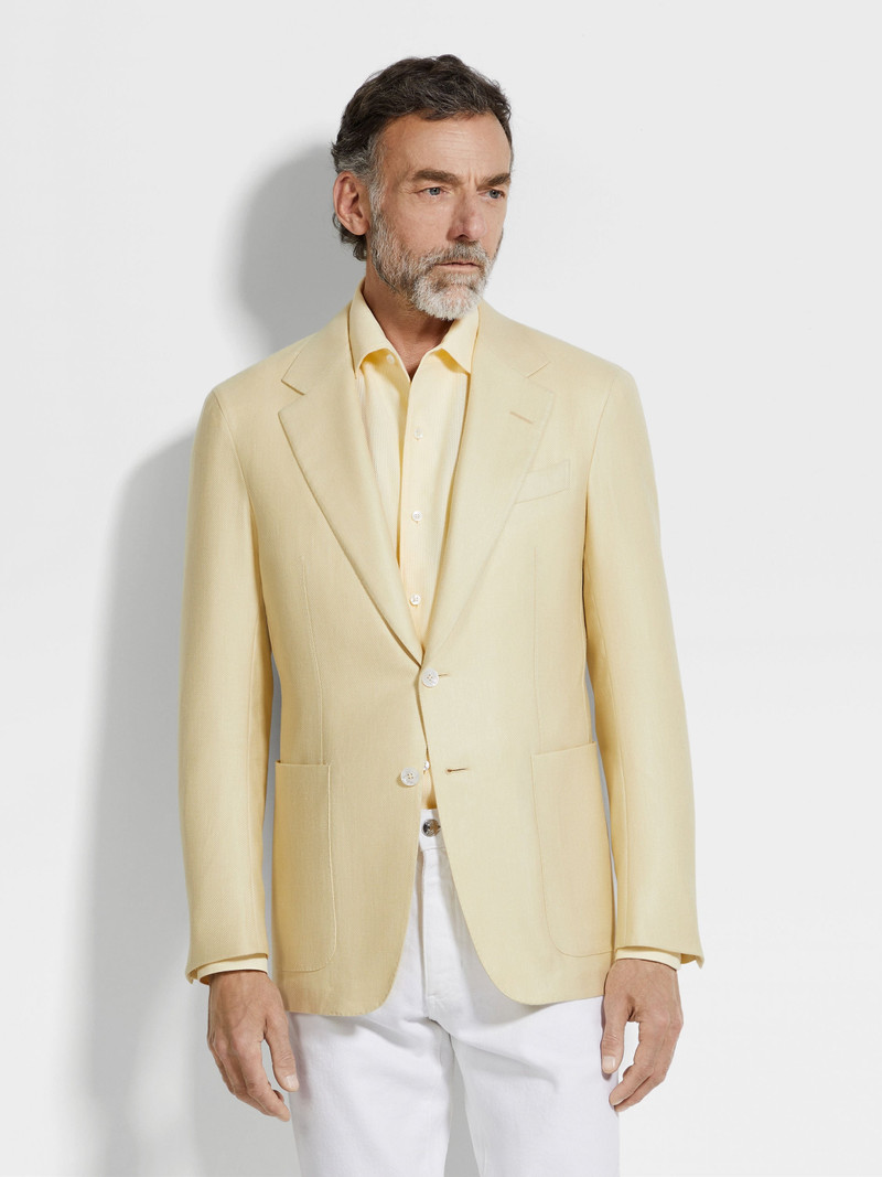 PASTEL YELLOW CASHMERE SILK AND LINEN JACKET 4