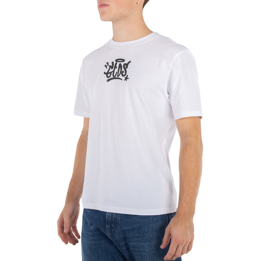 GCDS White Graffiti Print Cotton T-Shirt - 4