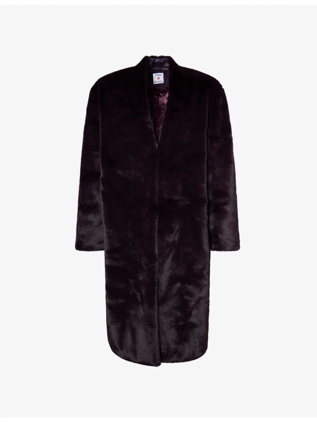 V-Neck Relaxed-Fit Faux-Fur Coat - 1
