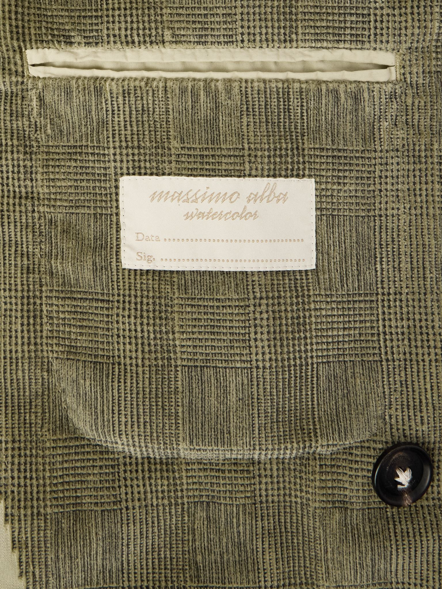 Monster Double-Breasted Prince of Wales Checked Cotton-Blend Corduroy Blazer Green - 6