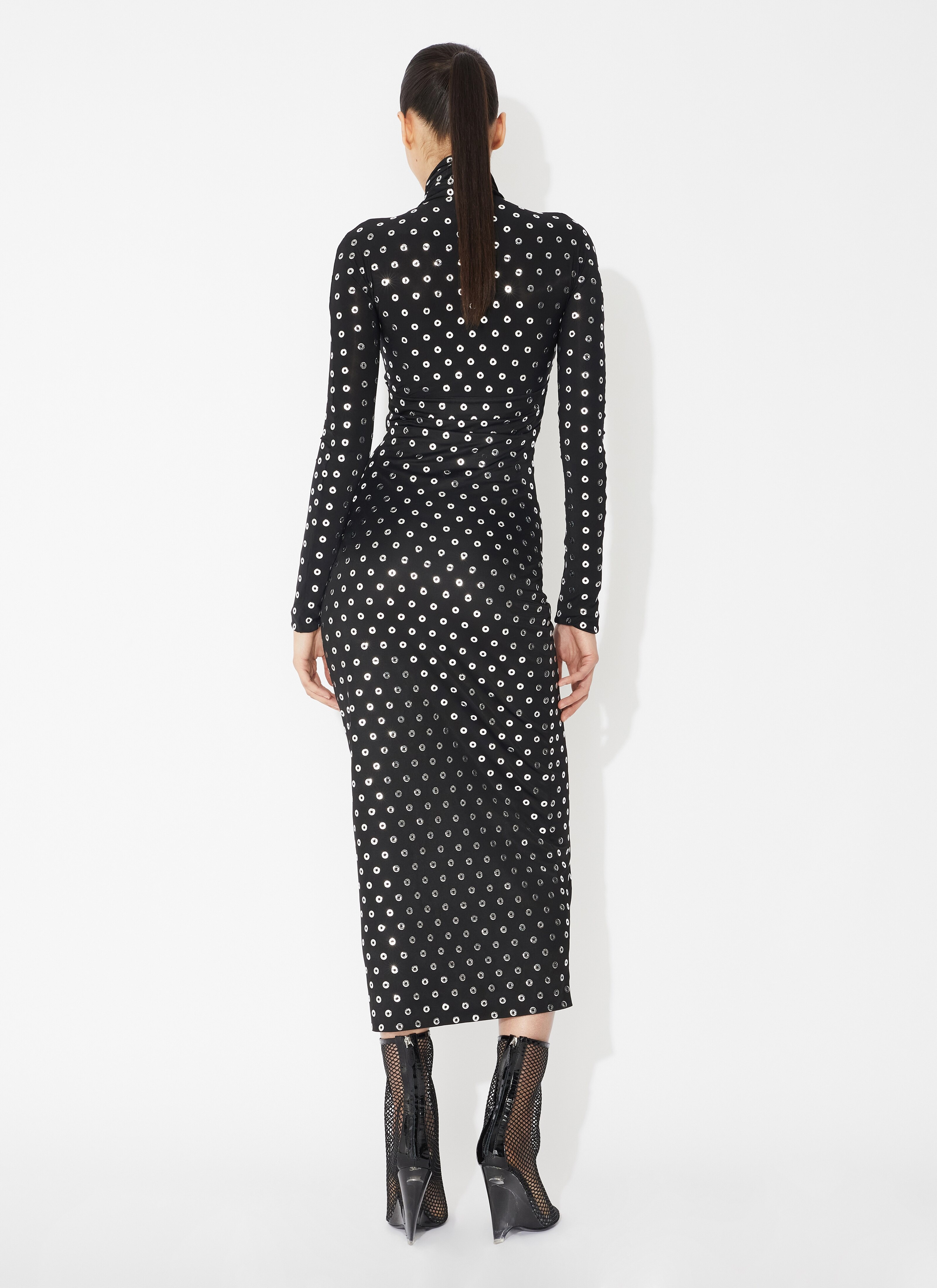 FLUID EYELET JERSEY DRESS - 3