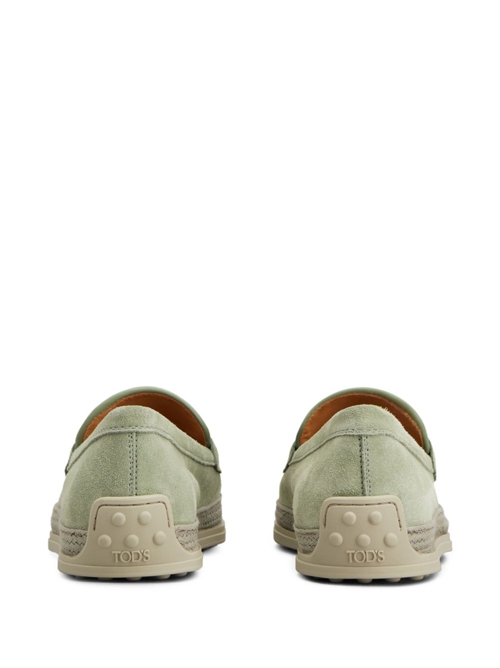 rafia-trimmed suede loafers - 3