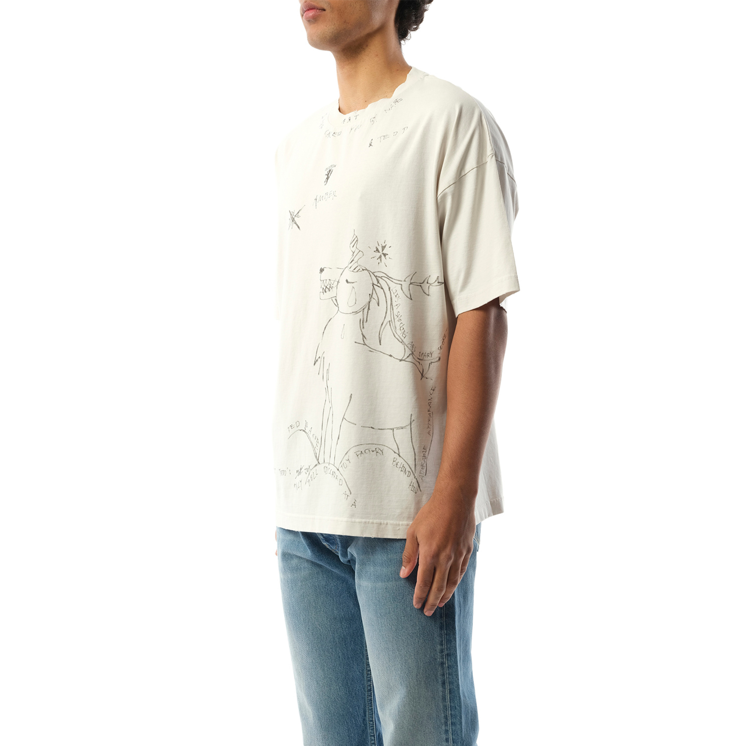 Dyed Print Short-Sleeved T-Shirt in Ivory - 5