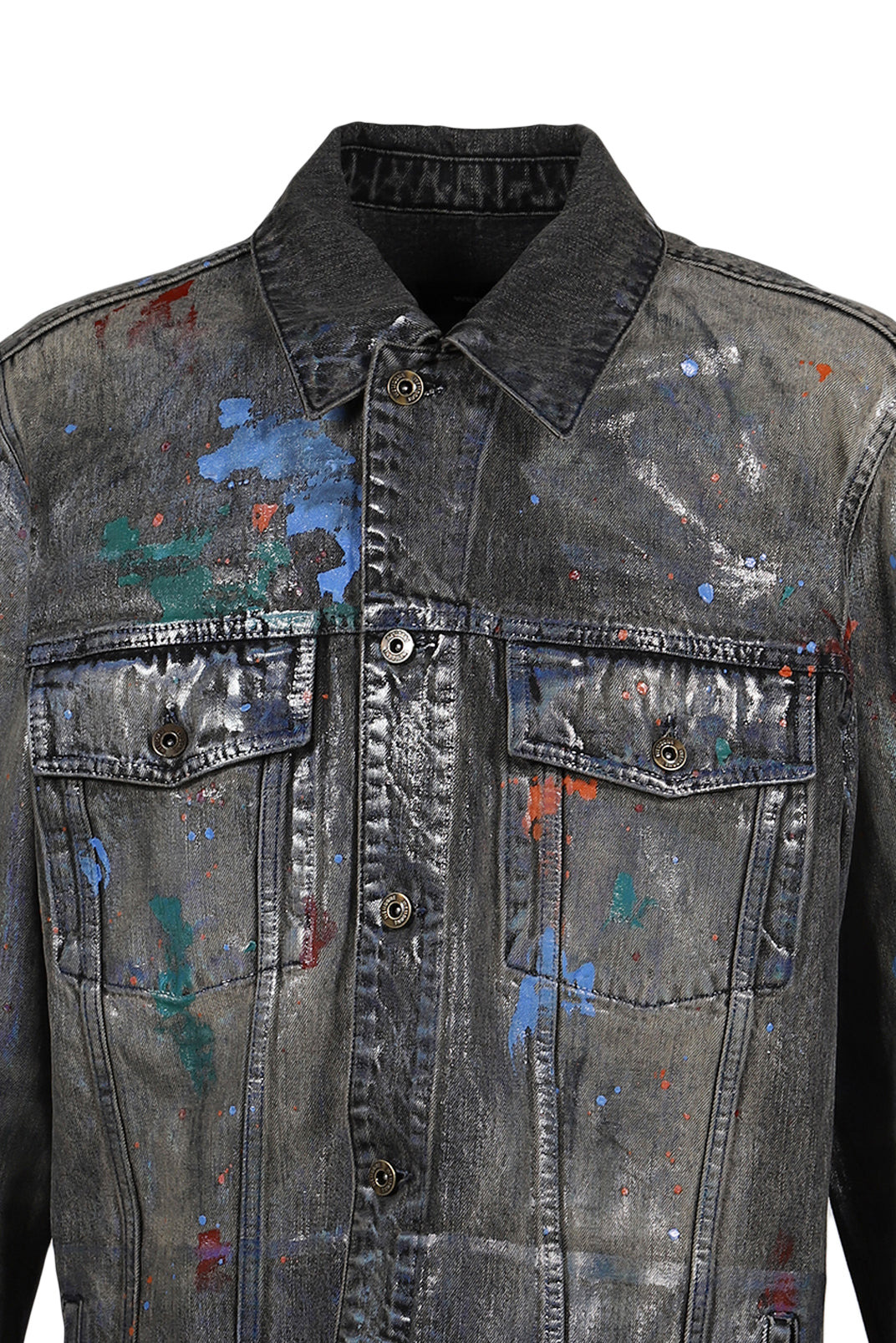 BLACK GLOSS-COATED PAINTED JACKET / BLK - 4