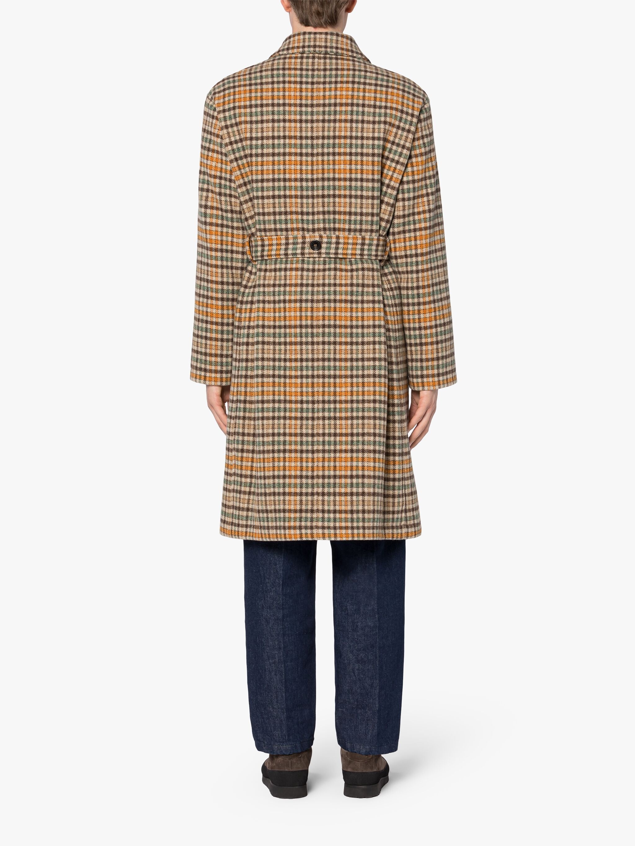 MILAN BEIGE CHECK WOOL COAT - 3