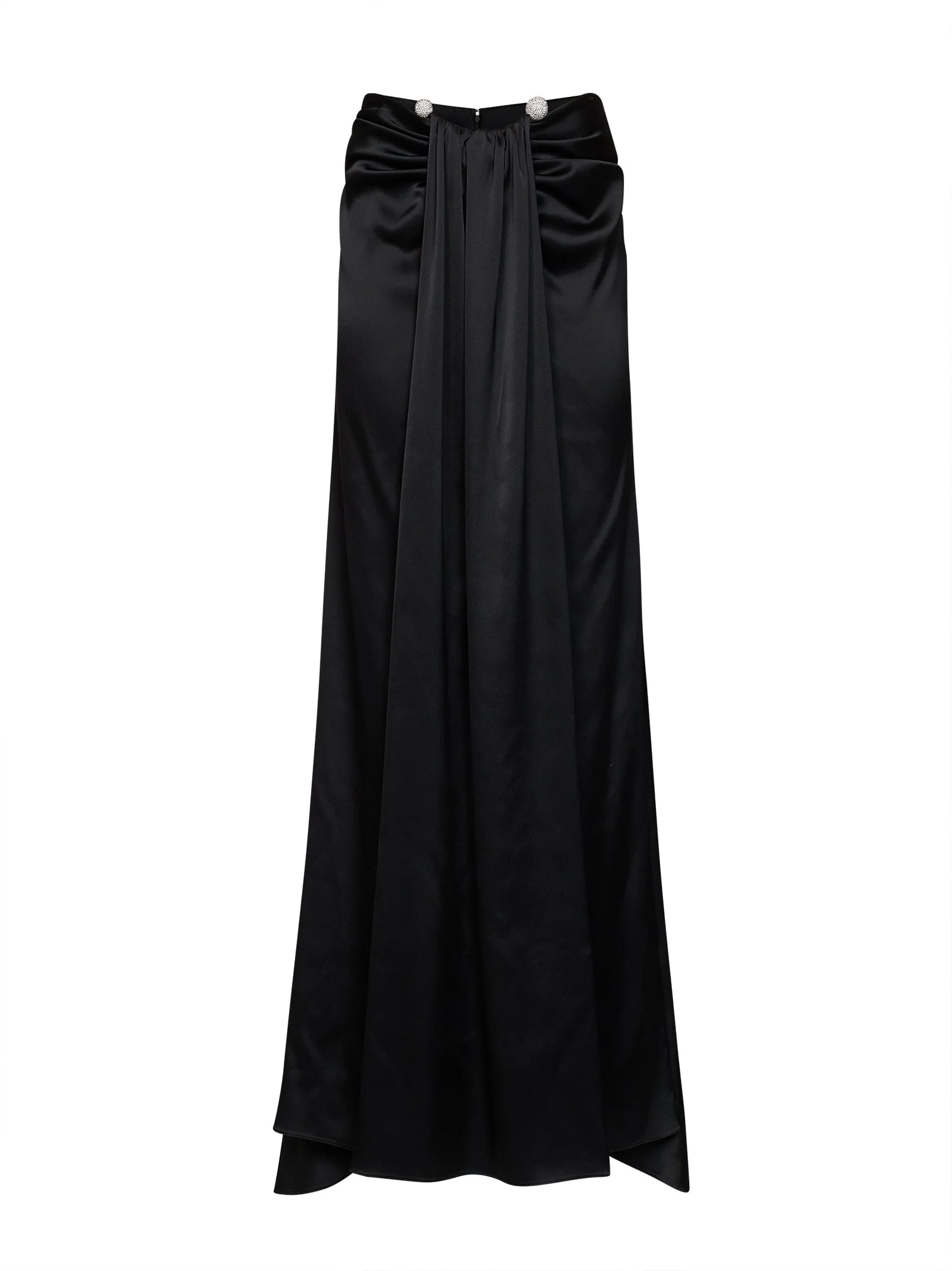 Black satin maxi skirt with jeweled detail - 1