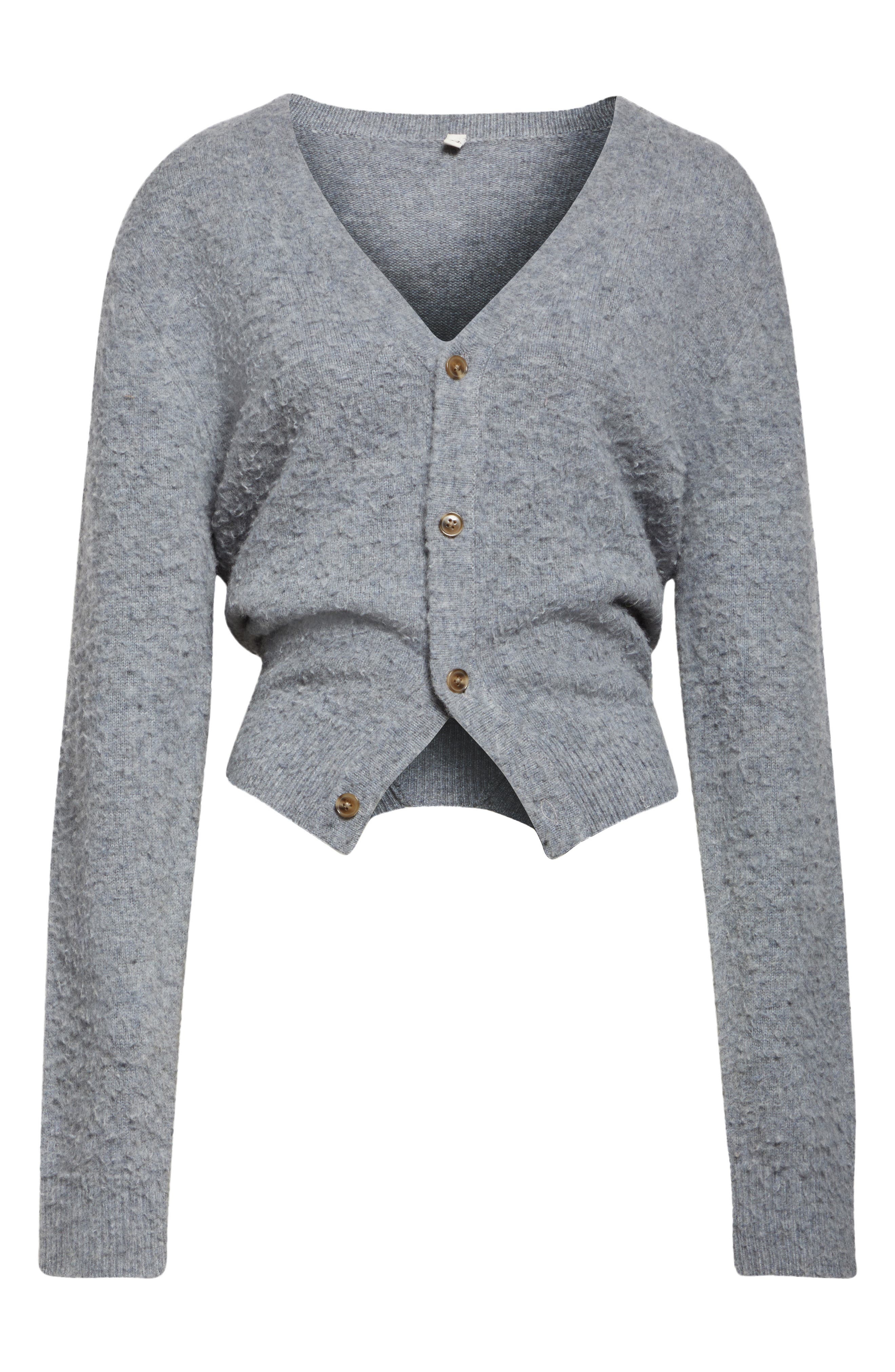 R13 Split Hem Wool & Cashmere Cardigan in Light Heather Grey at Nordstrom - 6