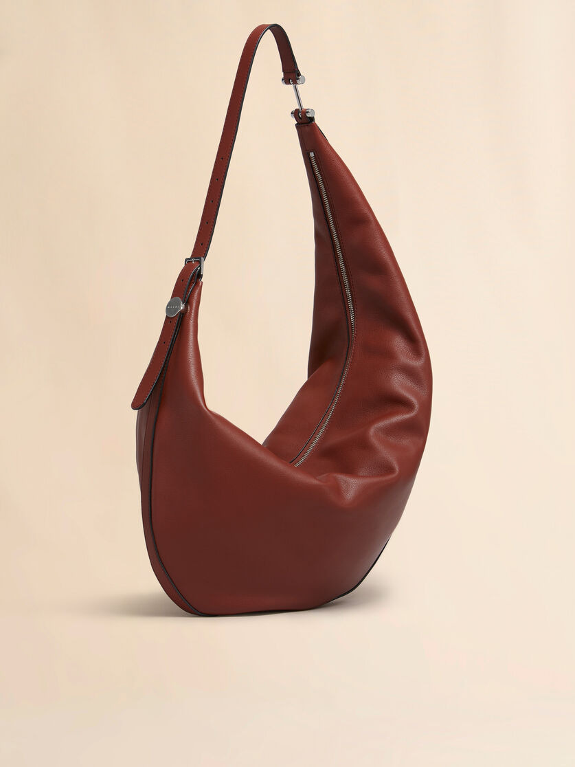 BROWN LEATHER DOT MEDIUM HOBO BAG - 6