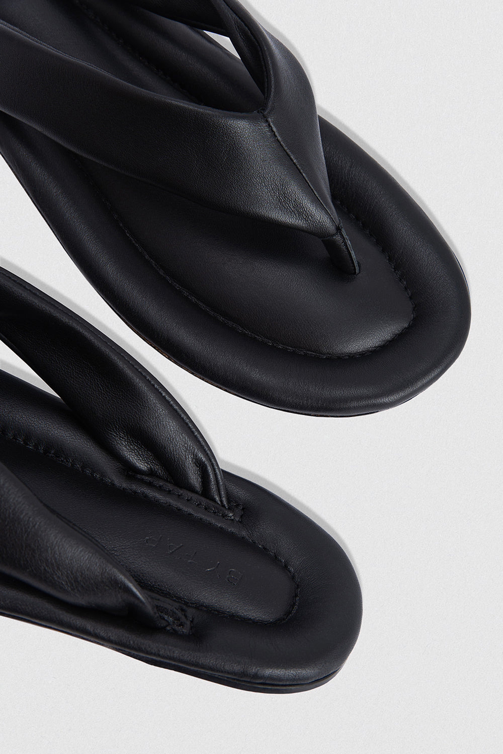 Dasha Black Nappa Leather Flip-Flop Sandal - 3