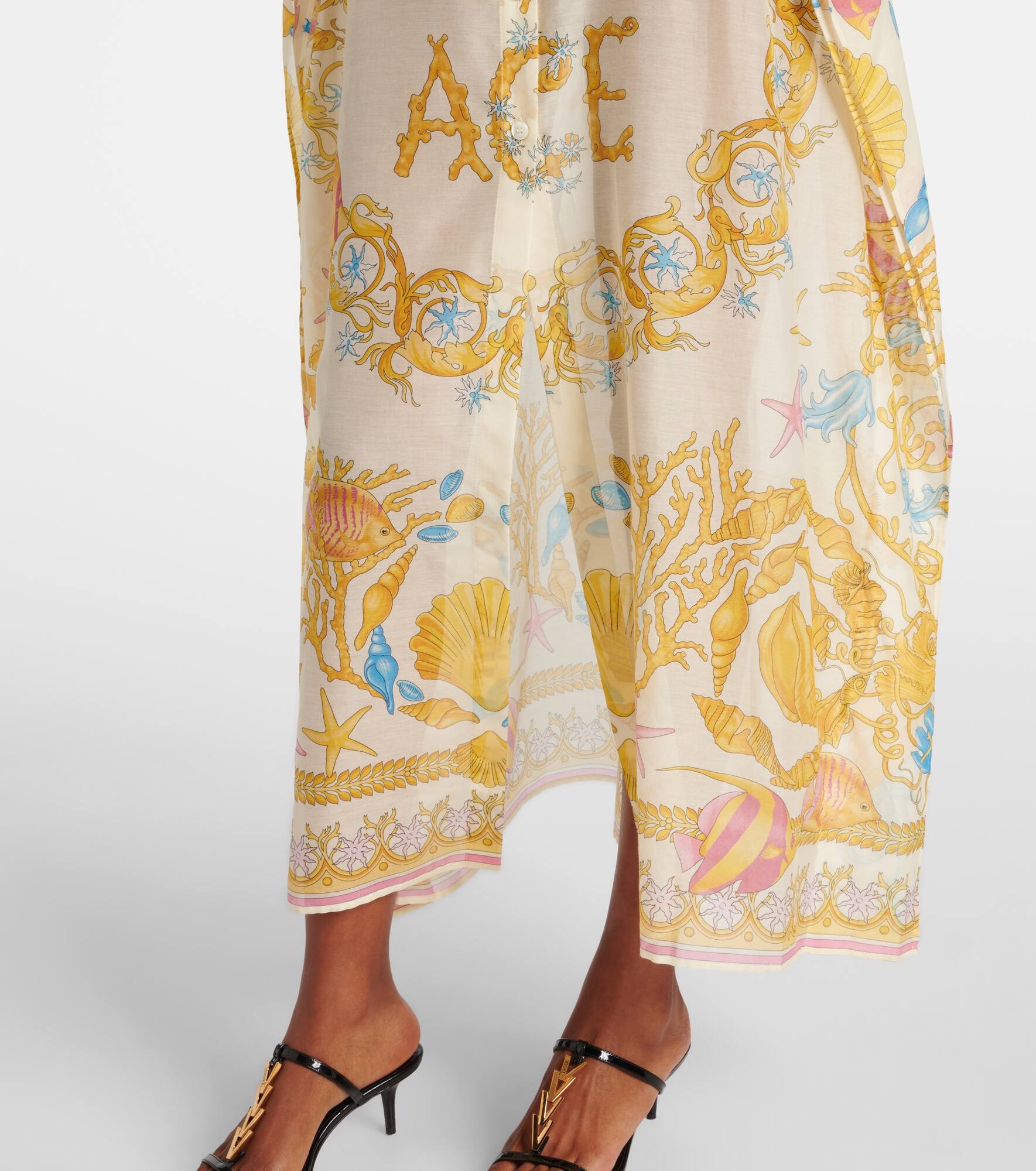 Underwater Barocco cotton and silk beach dress - 5