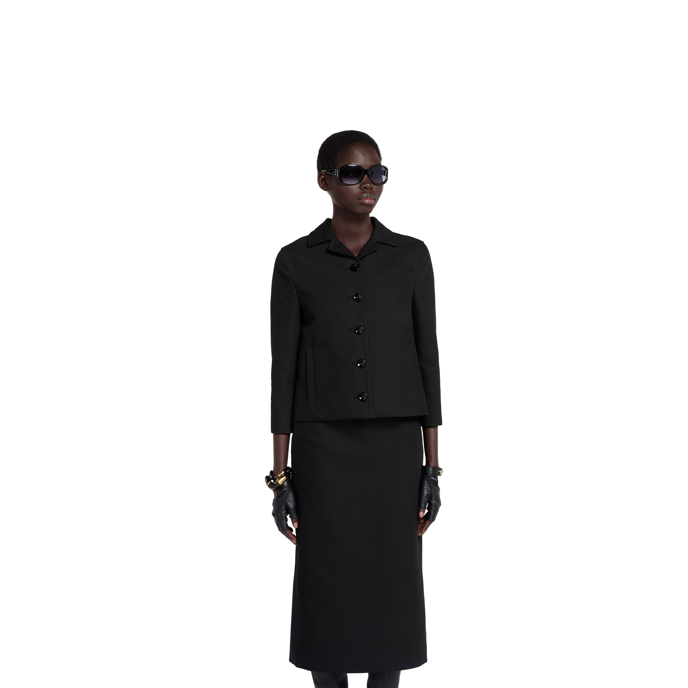 Cotton gabardine 3/4 sleeve jacket - 3