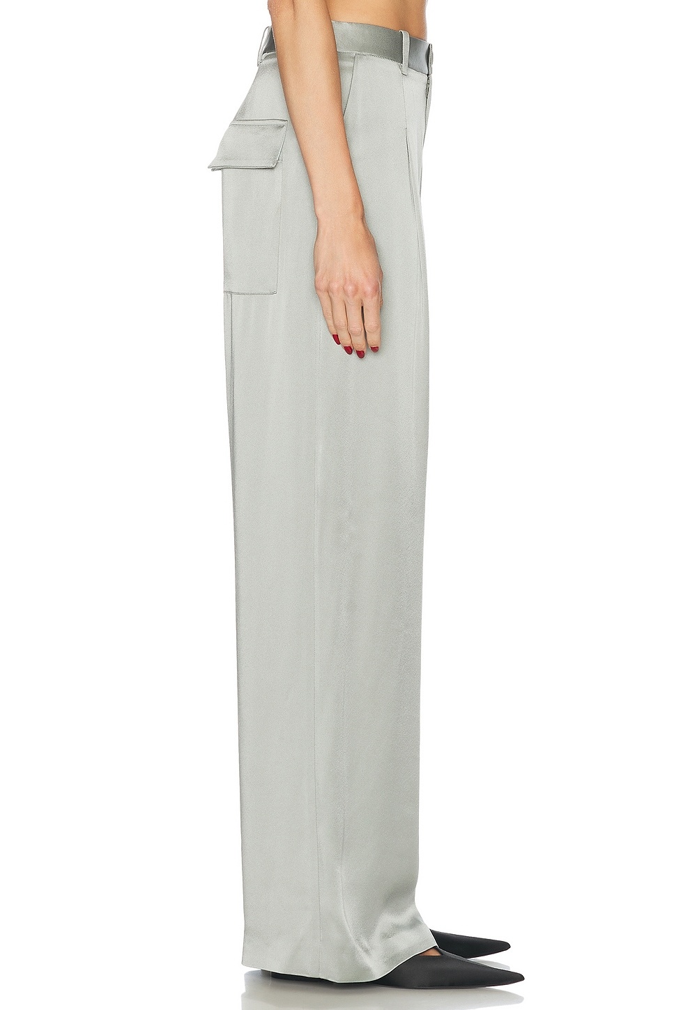 Satin Relaxed Pleated Pant - 3