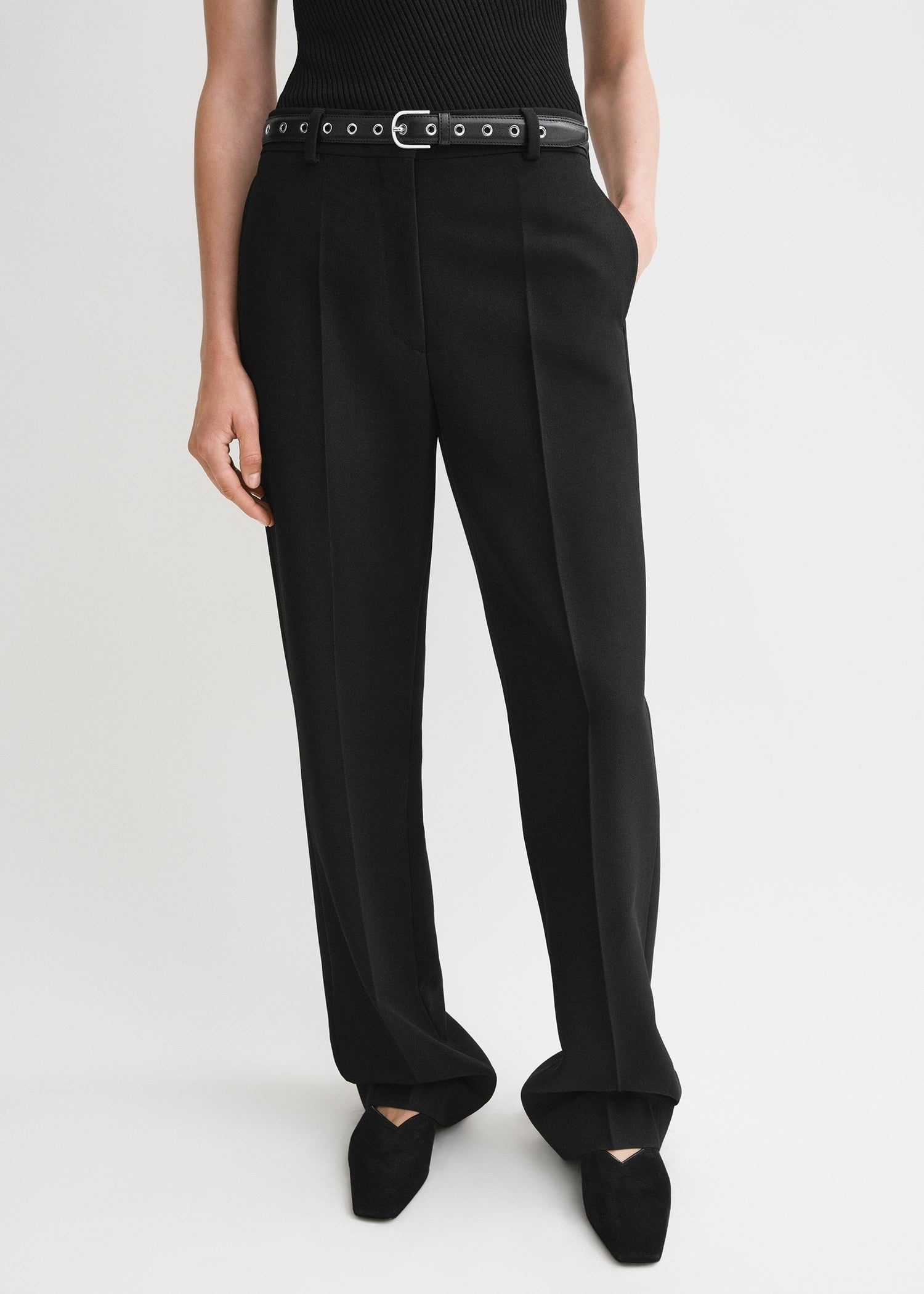 Straight tailored trousers black - 5
