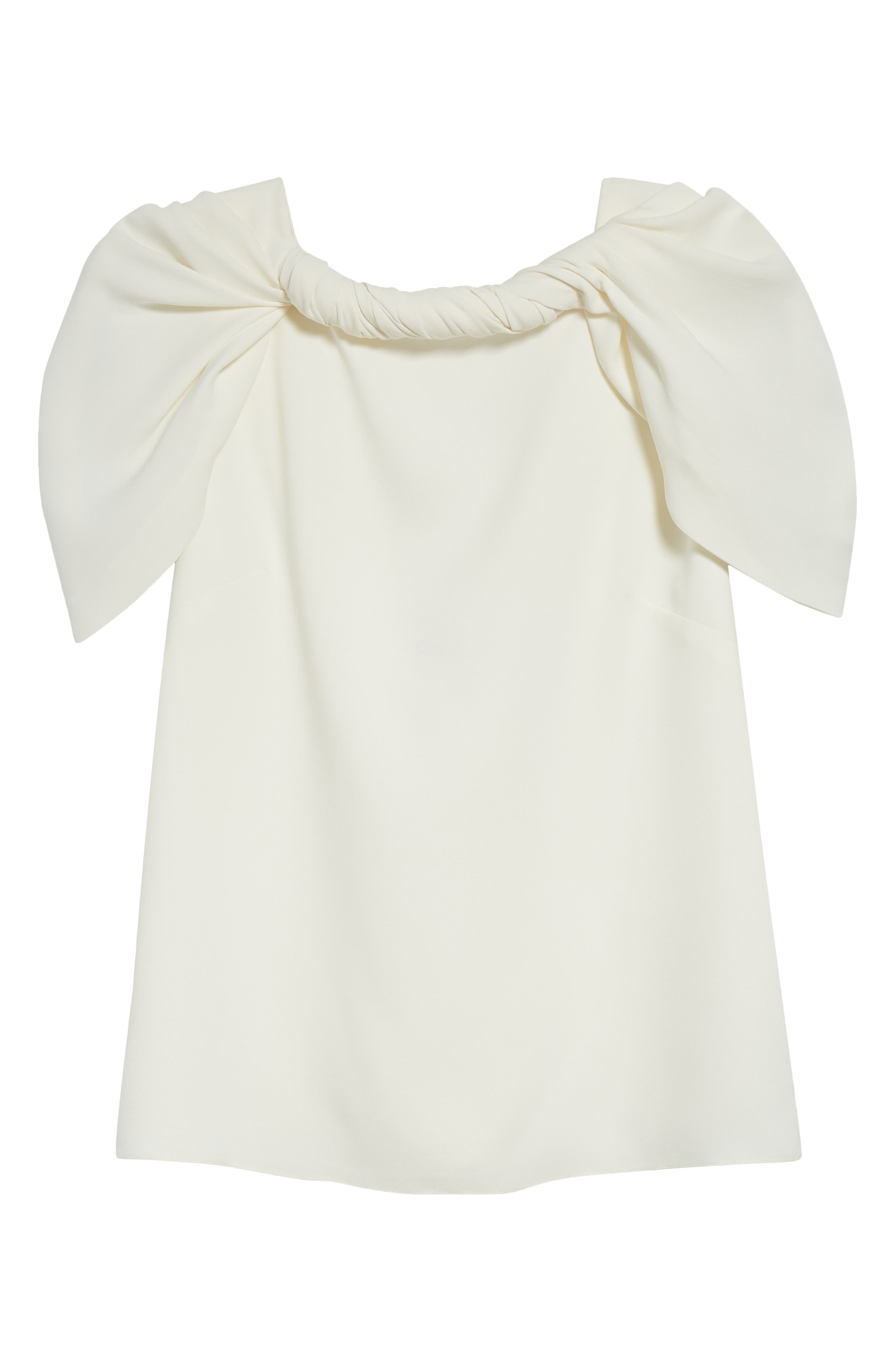 Oscar de la Renta Twist Neck Stretch Silk Top in Ivory at Nordstrom - 6