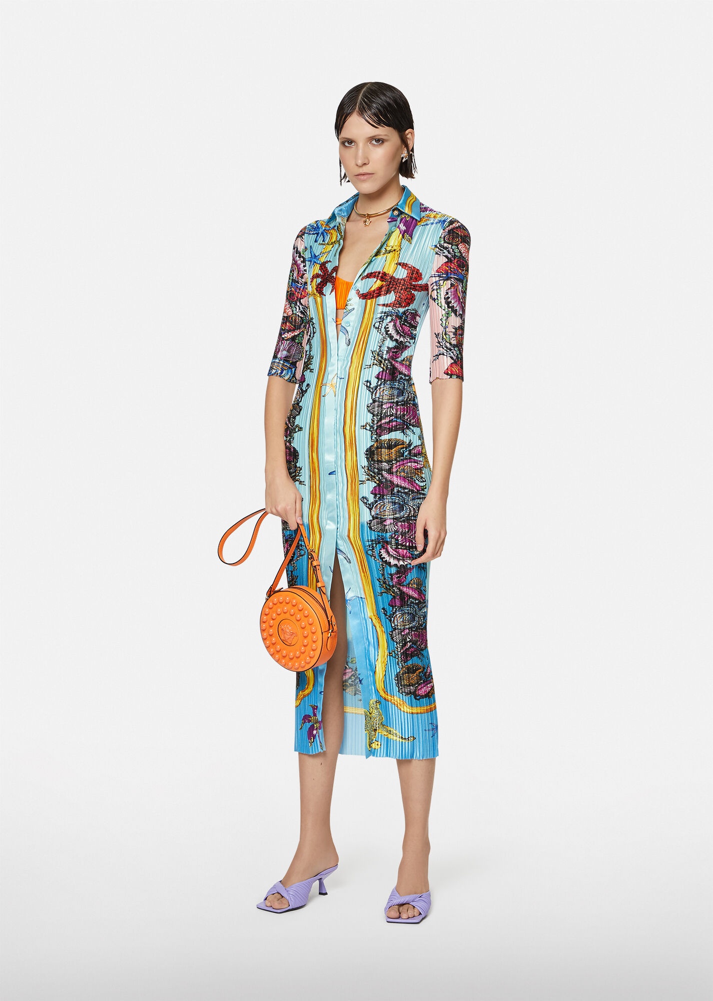 Trésor de la Mer Print Pleated Shirt Dress - 4